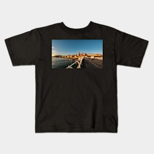 Fisheye view of the town of Cromer at sunrise Kids T-Shirt